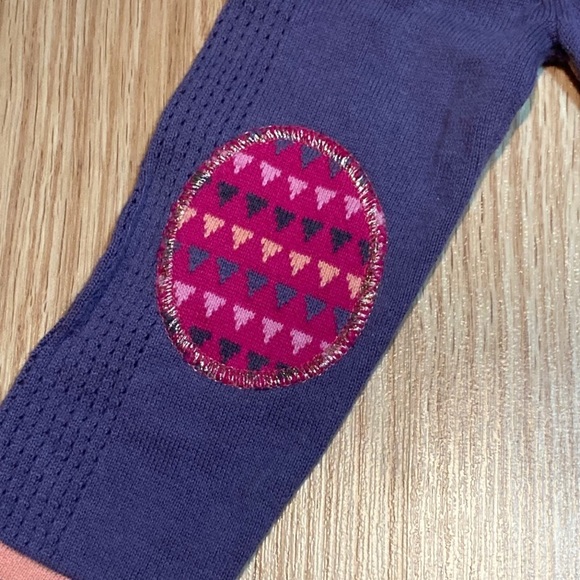 Catimini Knit Zip Up Cardigan Sweater Girls Purple Pink Geometric Elbow Patches - Picture 4 of 7